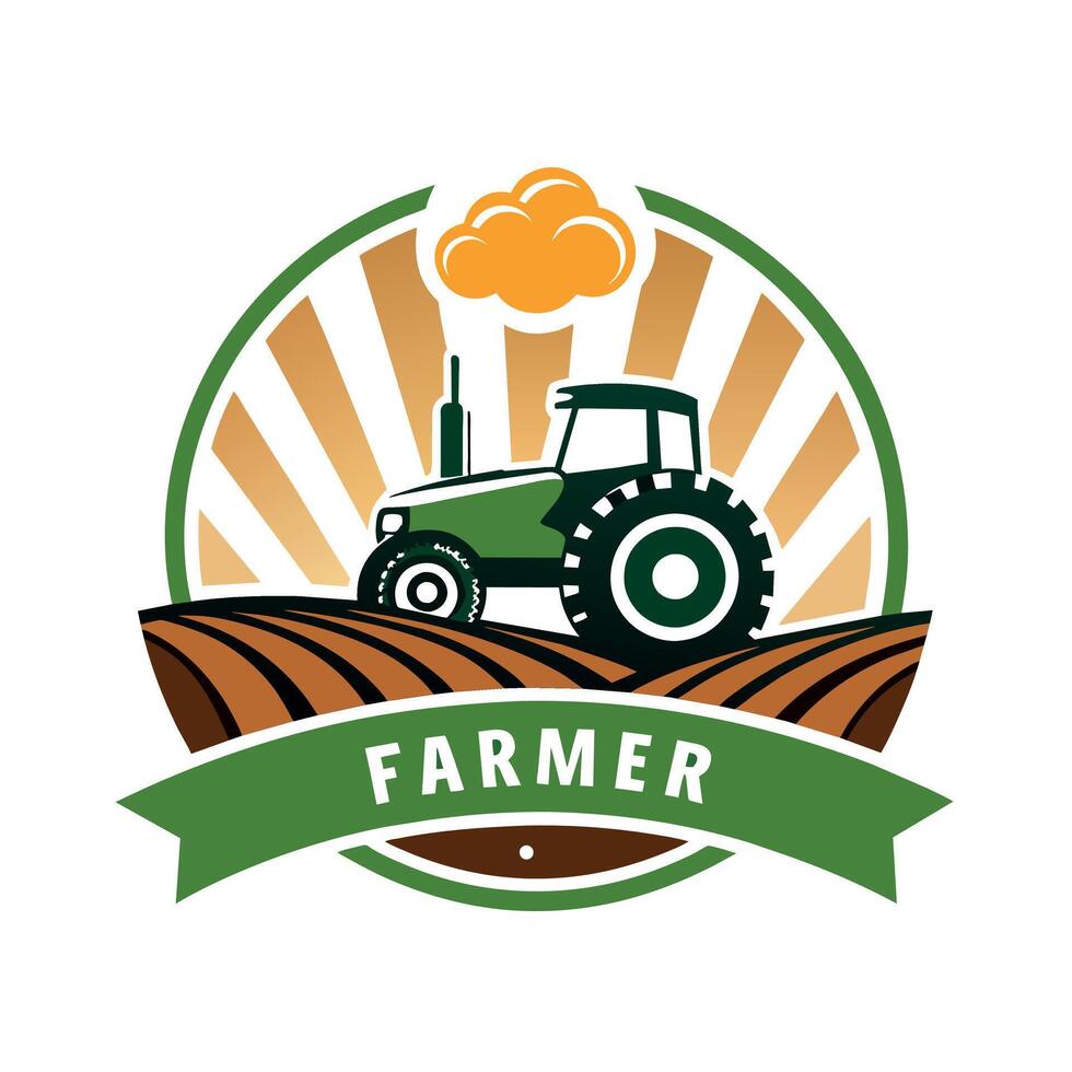 Farmer logo illustration flat 2d style vector