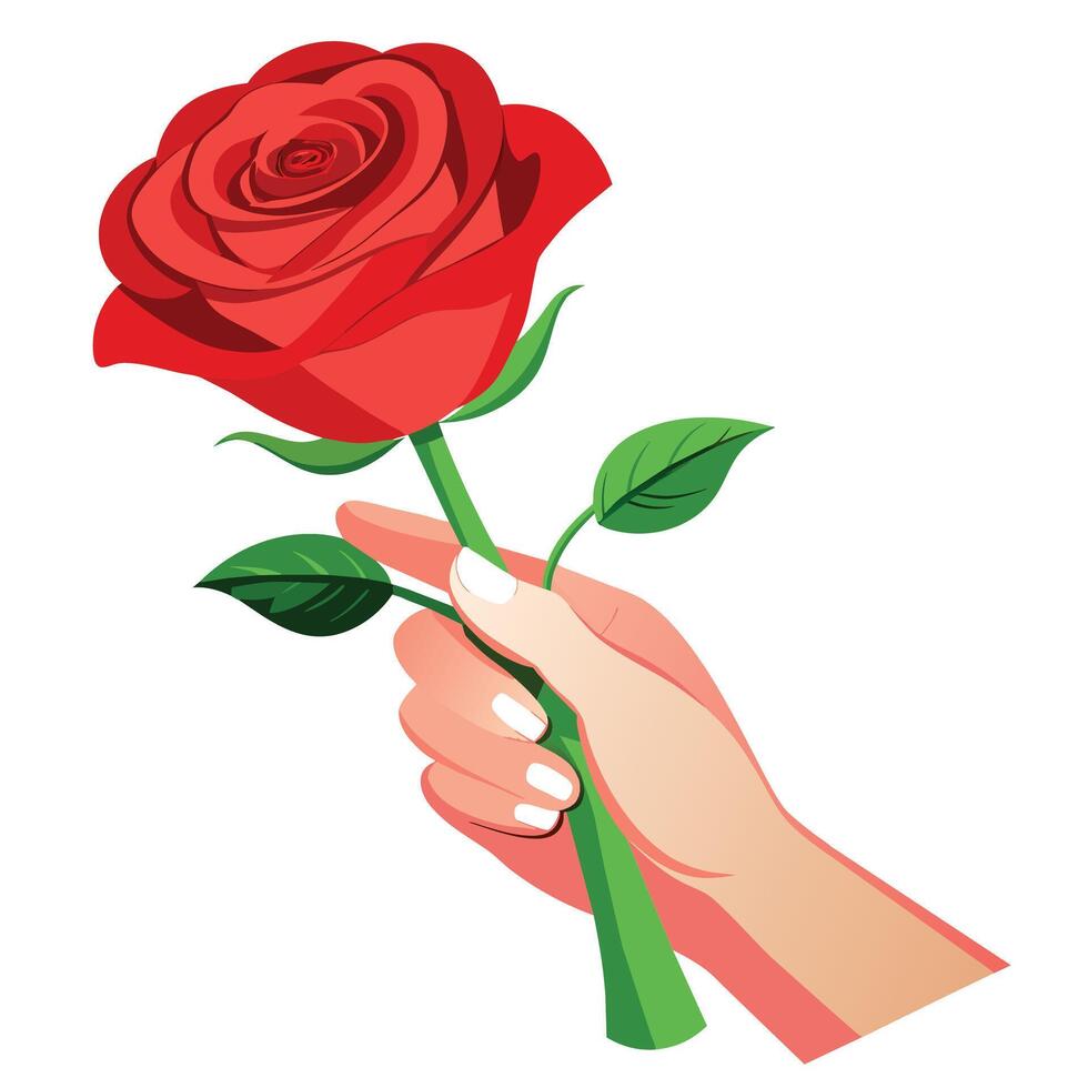 A Hand Holding Rose Flat style illustration vector