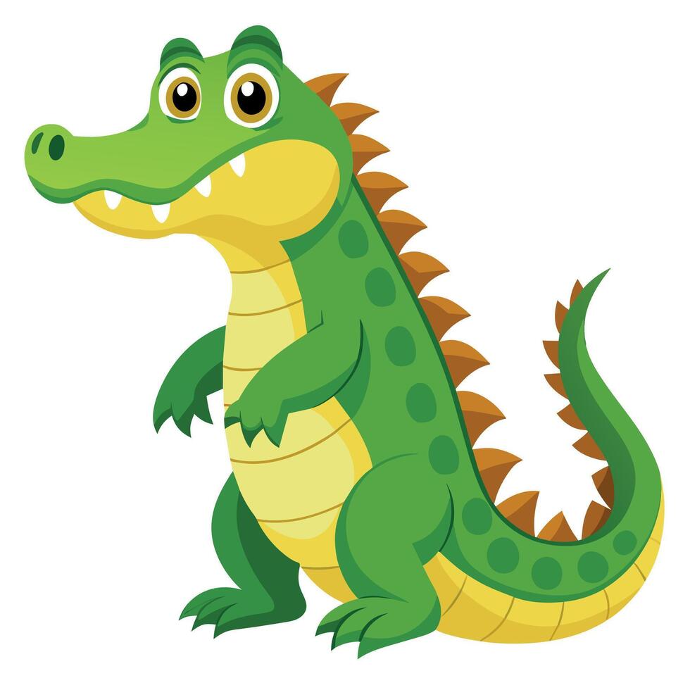Alligator flat style illustration, carton pose 2d style vector