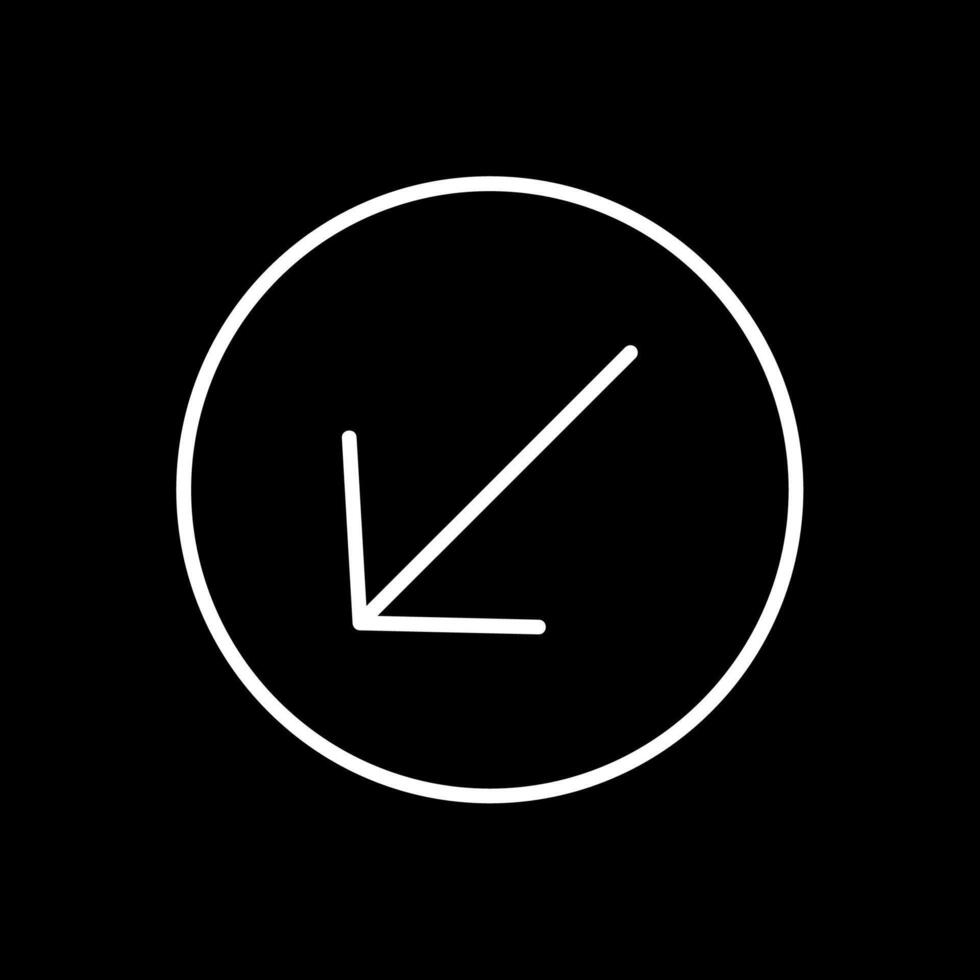Down Left Arrow Line Inverted Icon Design vector