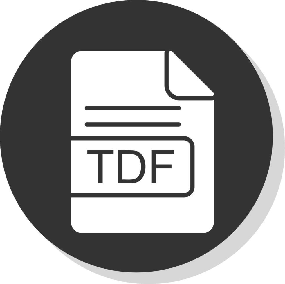 TDF File Format Glyph Shadow Circle Icon Design vector