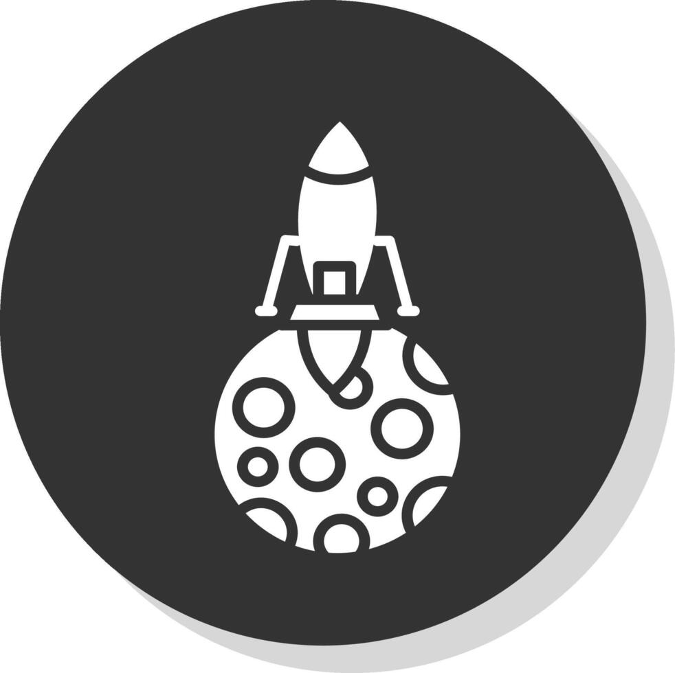 Moon Landing Glyph Shadow Circle Icon Design vector