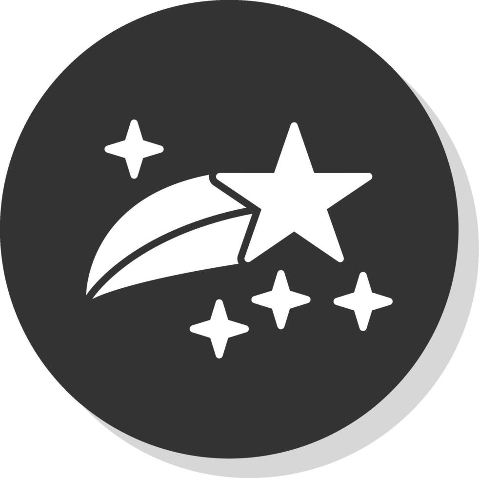 Shooting Star Glyph Shadow Circle Icon Design vector