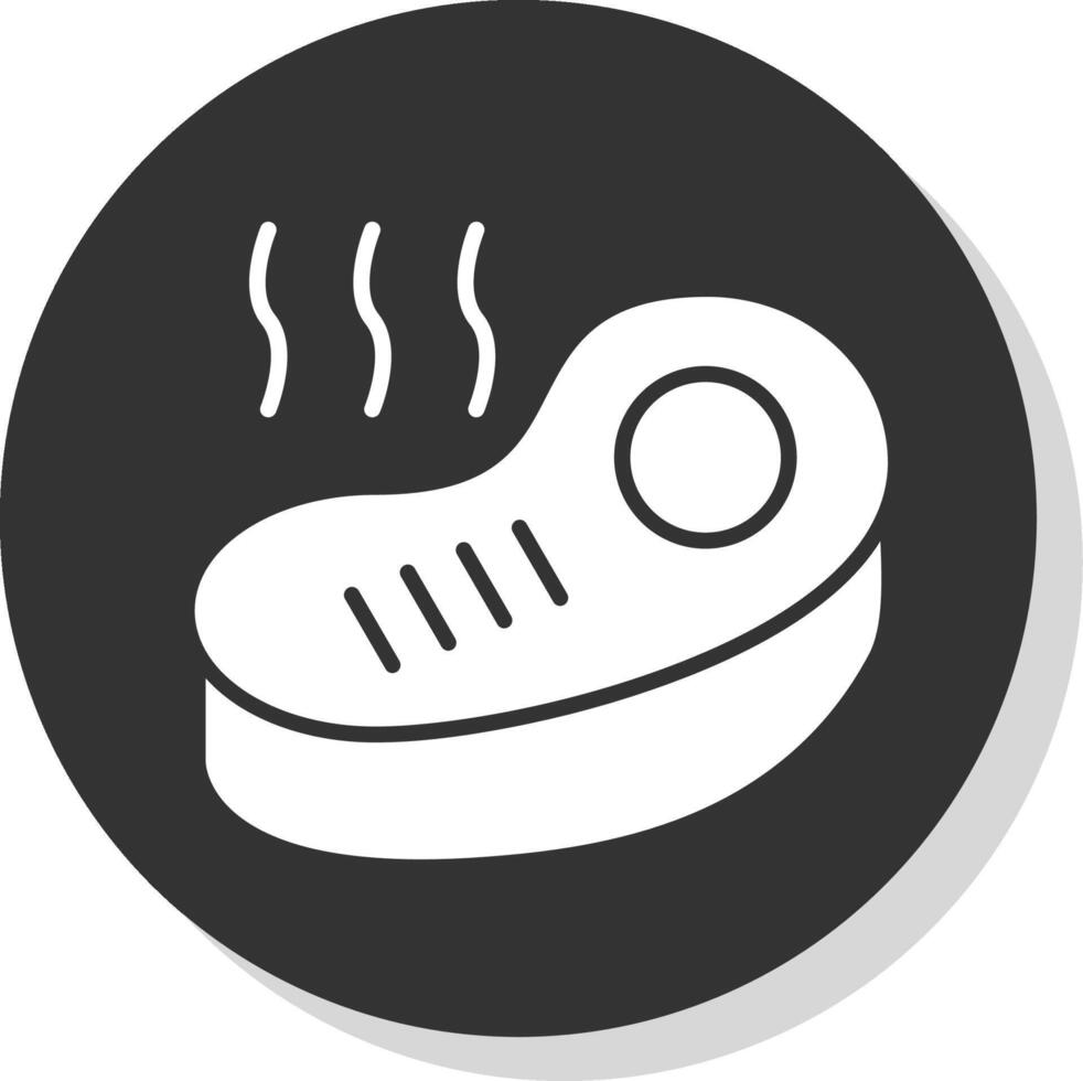 Steak Glyph Shadow Circle Icon Design vector