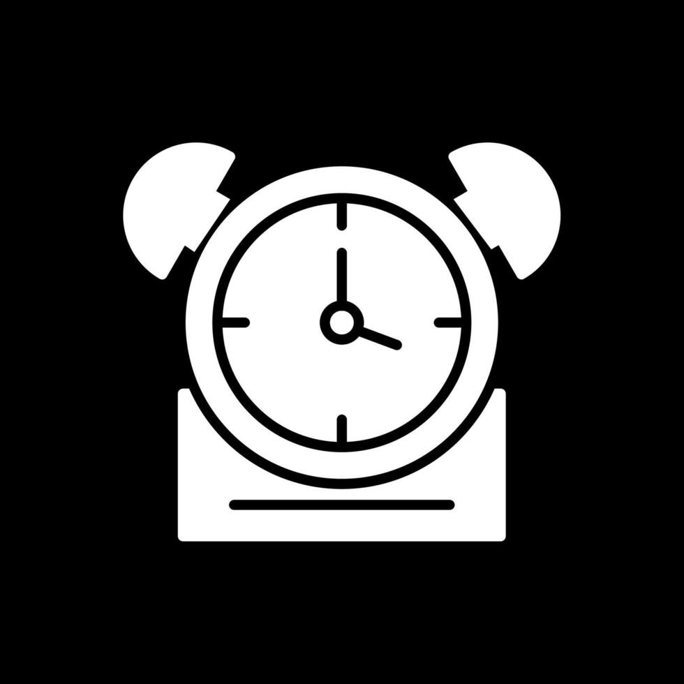 reloj glifo invertido icono diseño vector