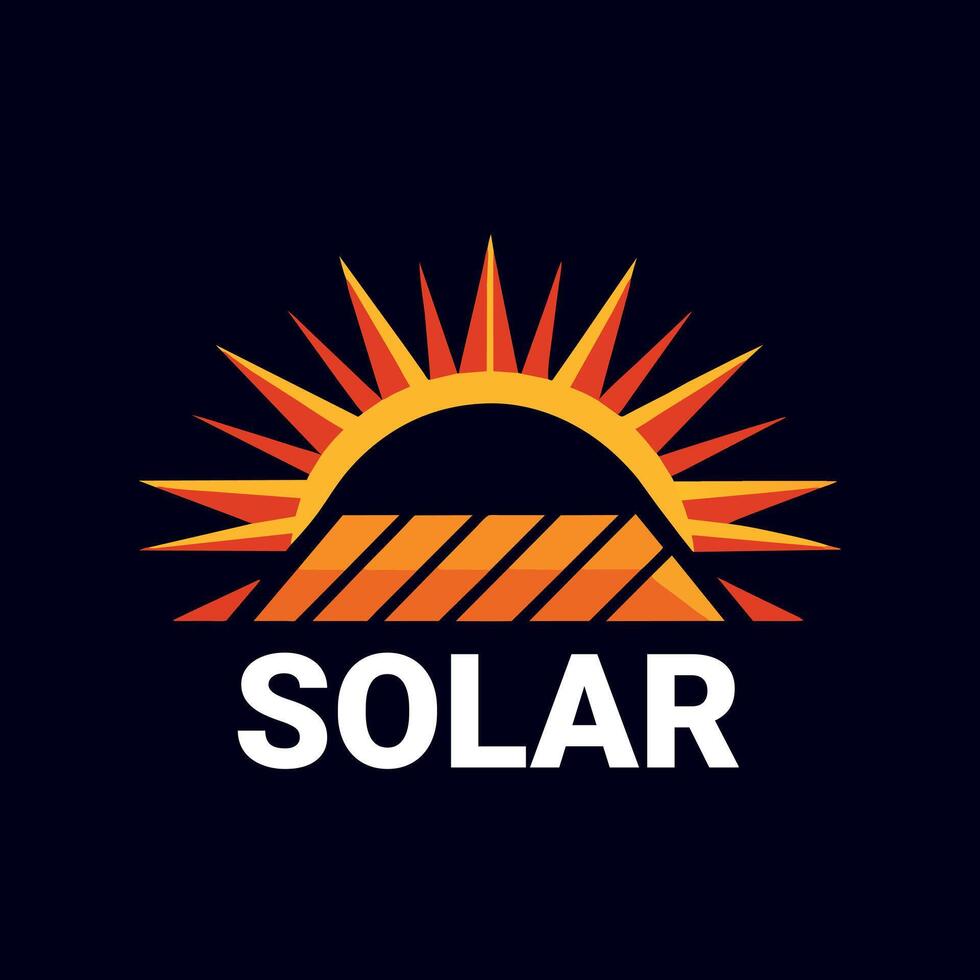 Solar Panel with sun icon flat style vector