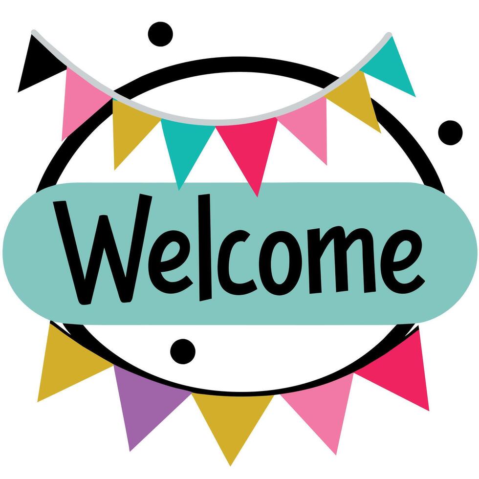 Welcome Text Flat Style Illustration vector