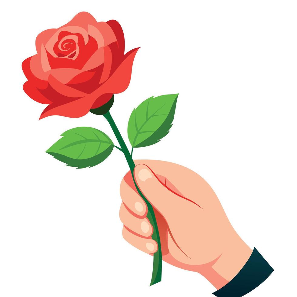 A Hand Holding Rose Flat style illustration vector