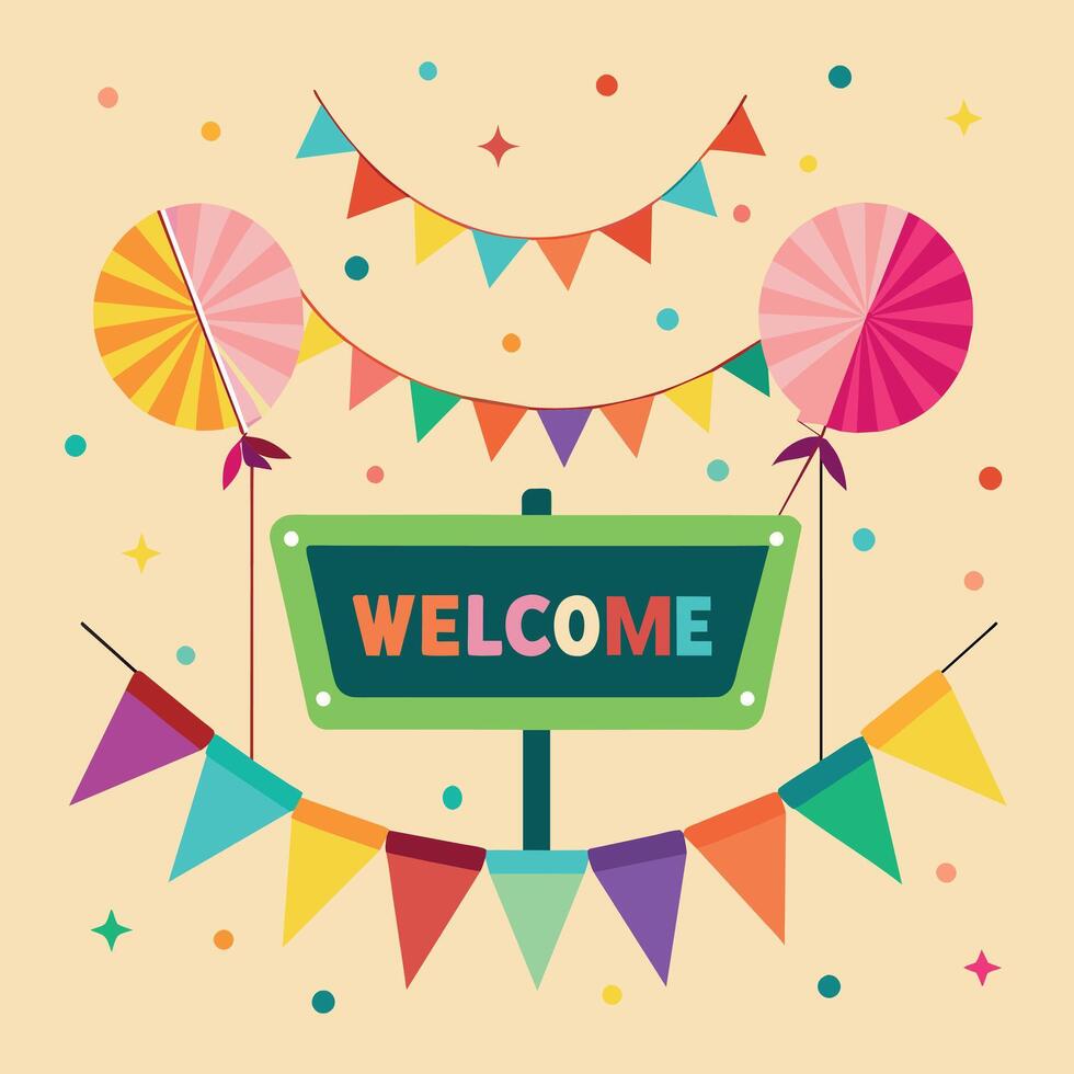 Welcome Text Flat Style Illustration vector