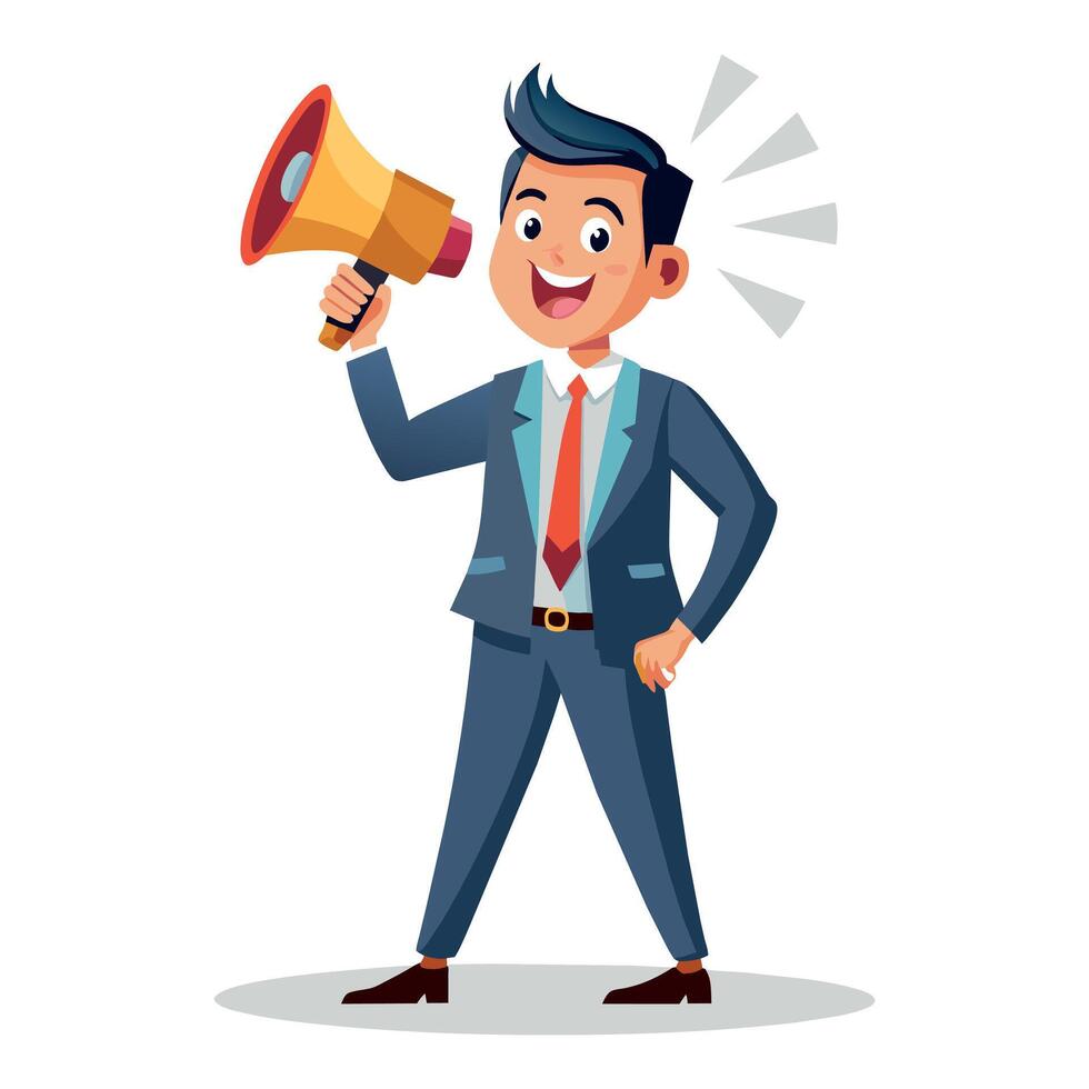 Promotional ads with megaphone flat illustration vector