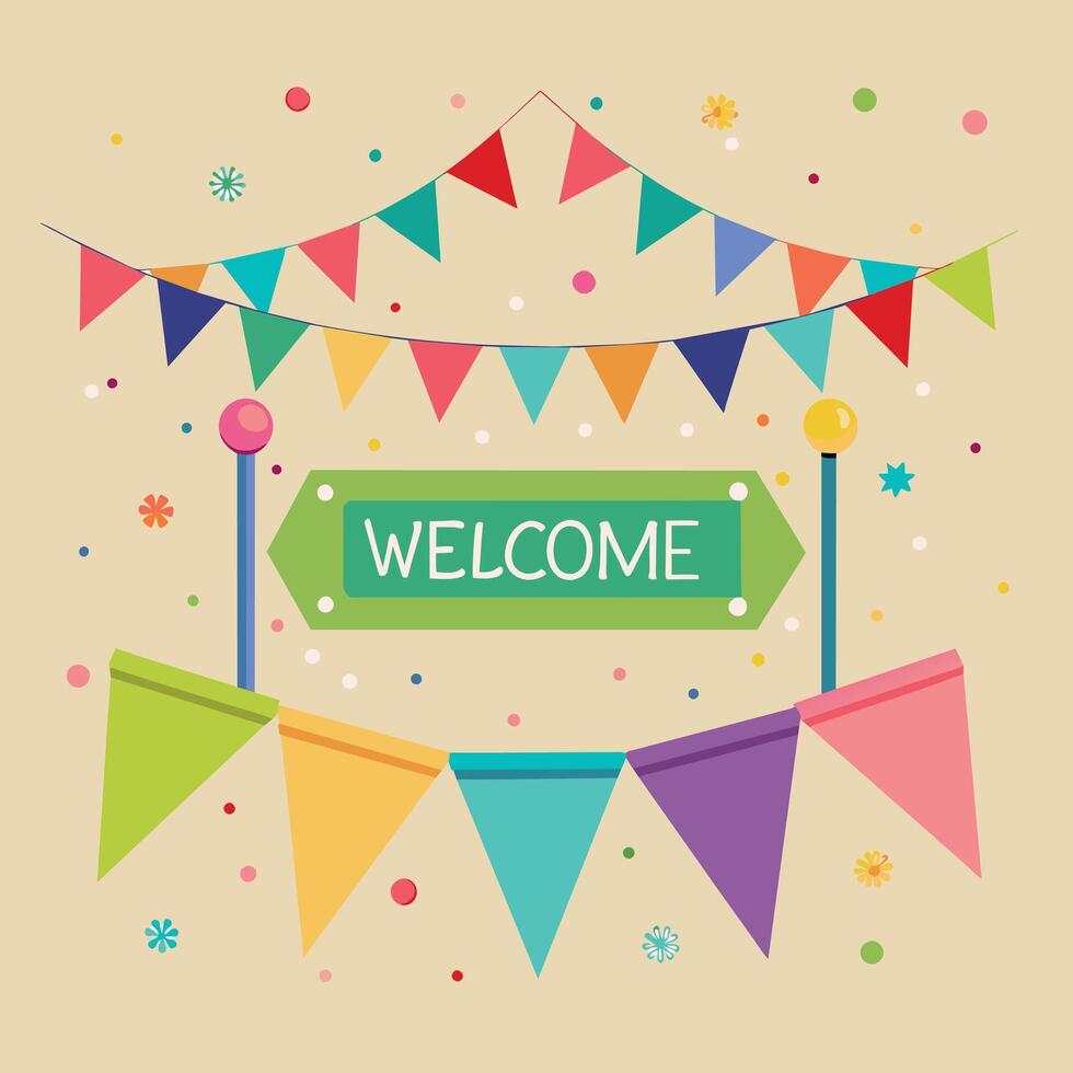 Welcome Text Flat Style Illustration vector