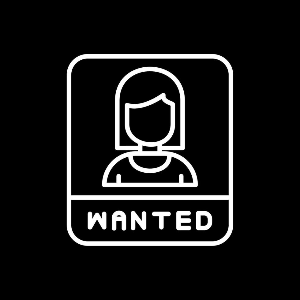Wanted Line Inverted Icon Design vector