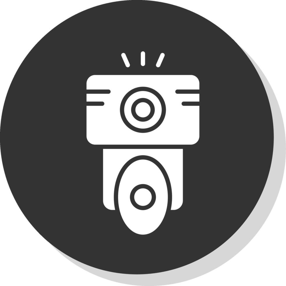 Camera Flash Glyph Shadow Circle Icon Design vector