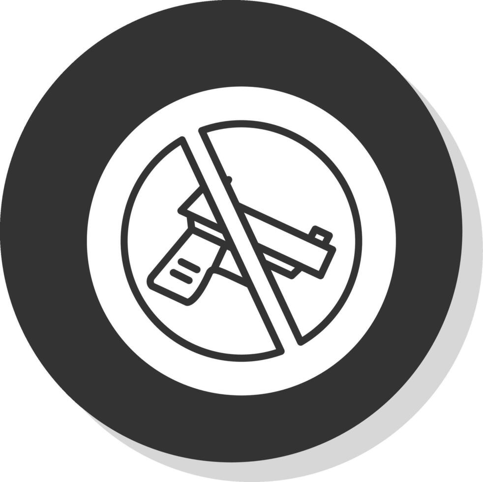 No Gun Glyph Shadow Circle Icon Design vector