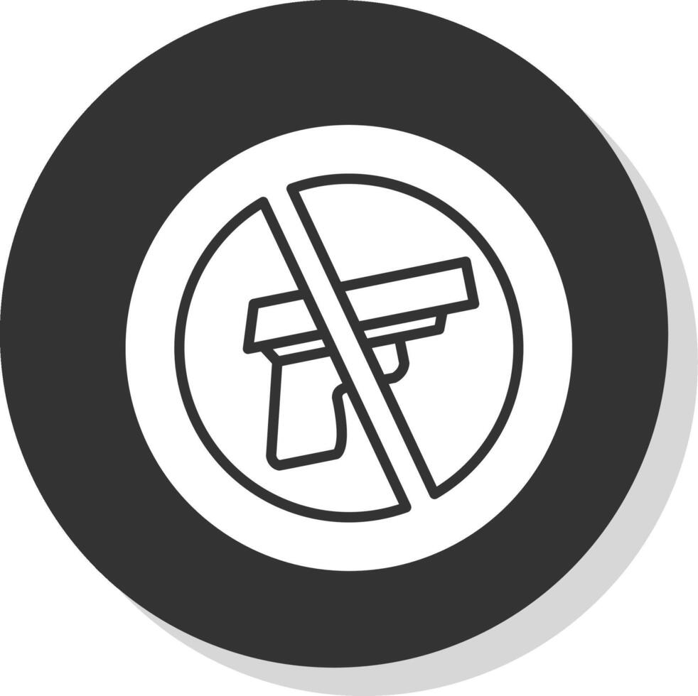 No Gun Glyph Shadow Circle Icon Design vector