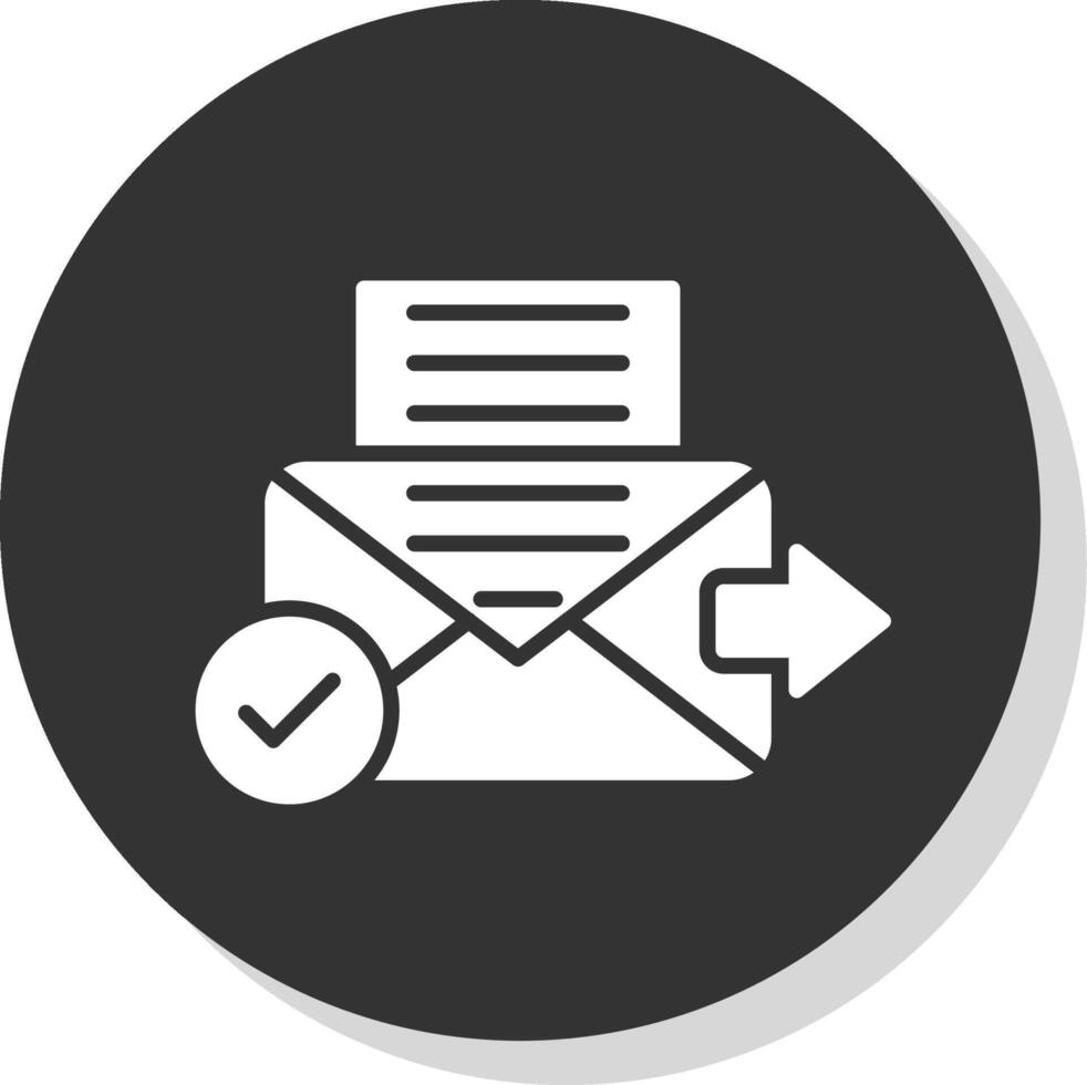 Send Mail Glyph Shadow Circle Icon Design vector