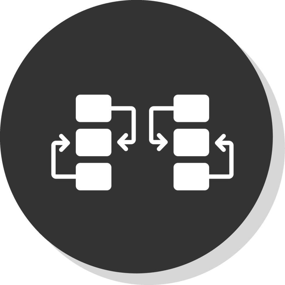 Flow Chart Glyph Shadow Circle Icon Design vector