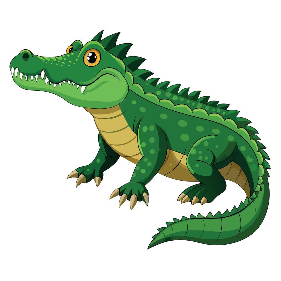 Alligator flat style illustration, carton pose 2d style vector