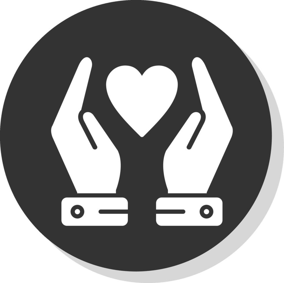 Hands Holding Heart Glyph Shadow Circle Icon Design vector