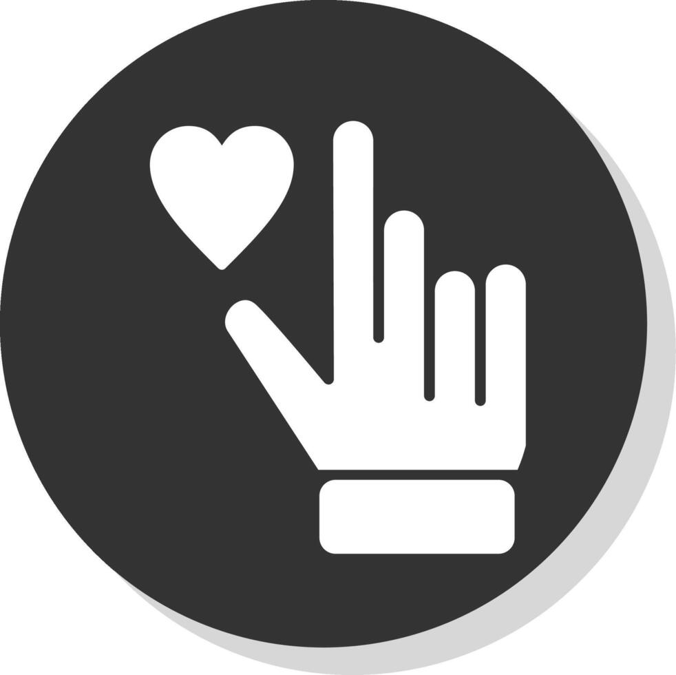 Hand Heart Glyph Shadow Circle Icon Design vector