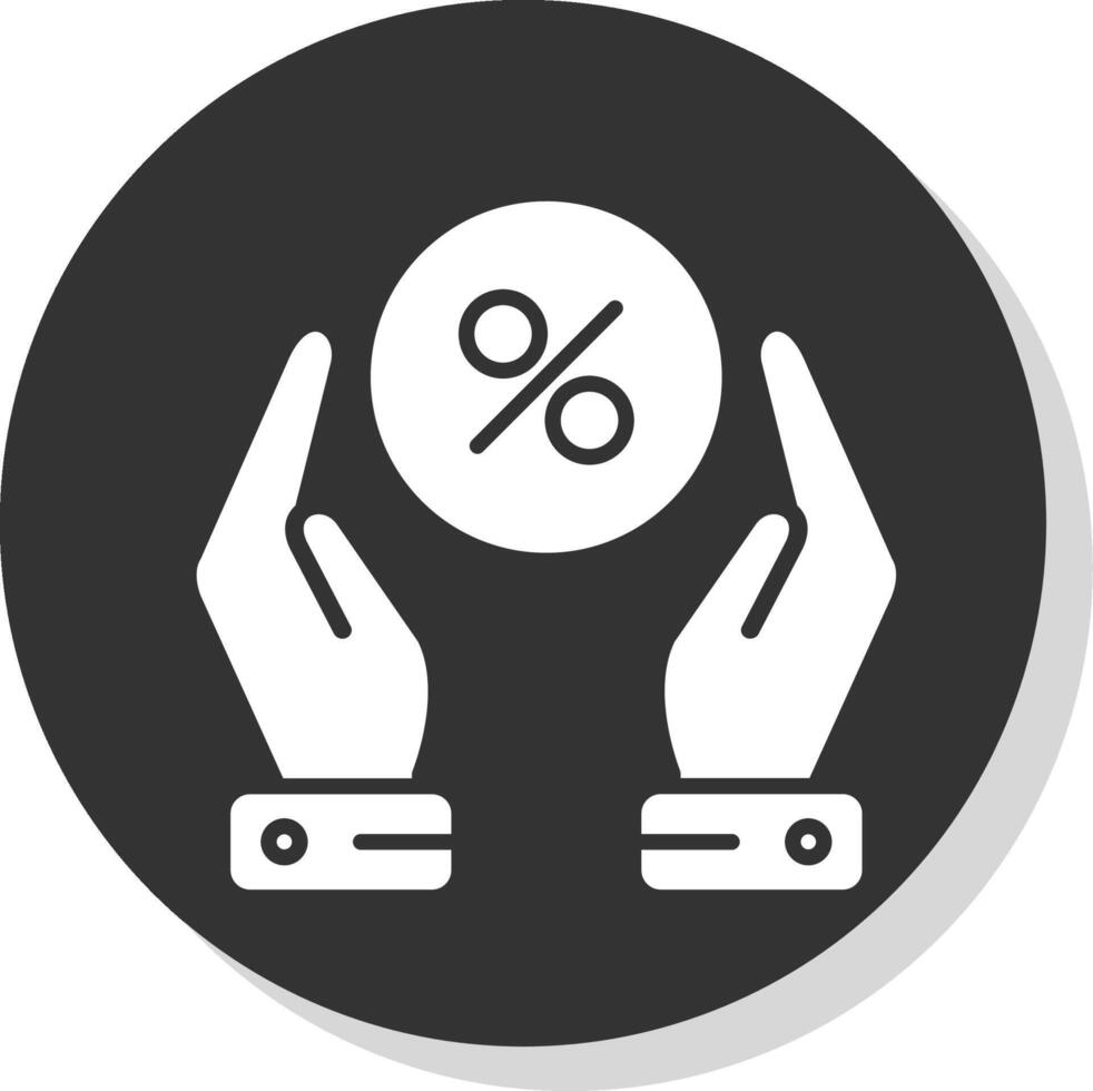 Hand Take And Percent Glyph Shadow Circle Icon Design vector