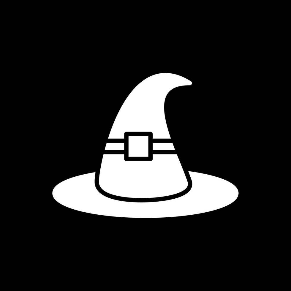 bruja sombrero glifo invertido icono diseño vector