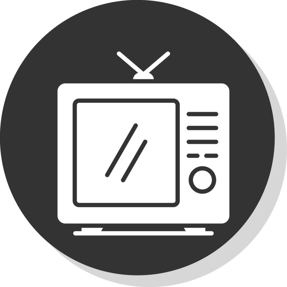 televisión glifo sombra circulo icono diseño vector