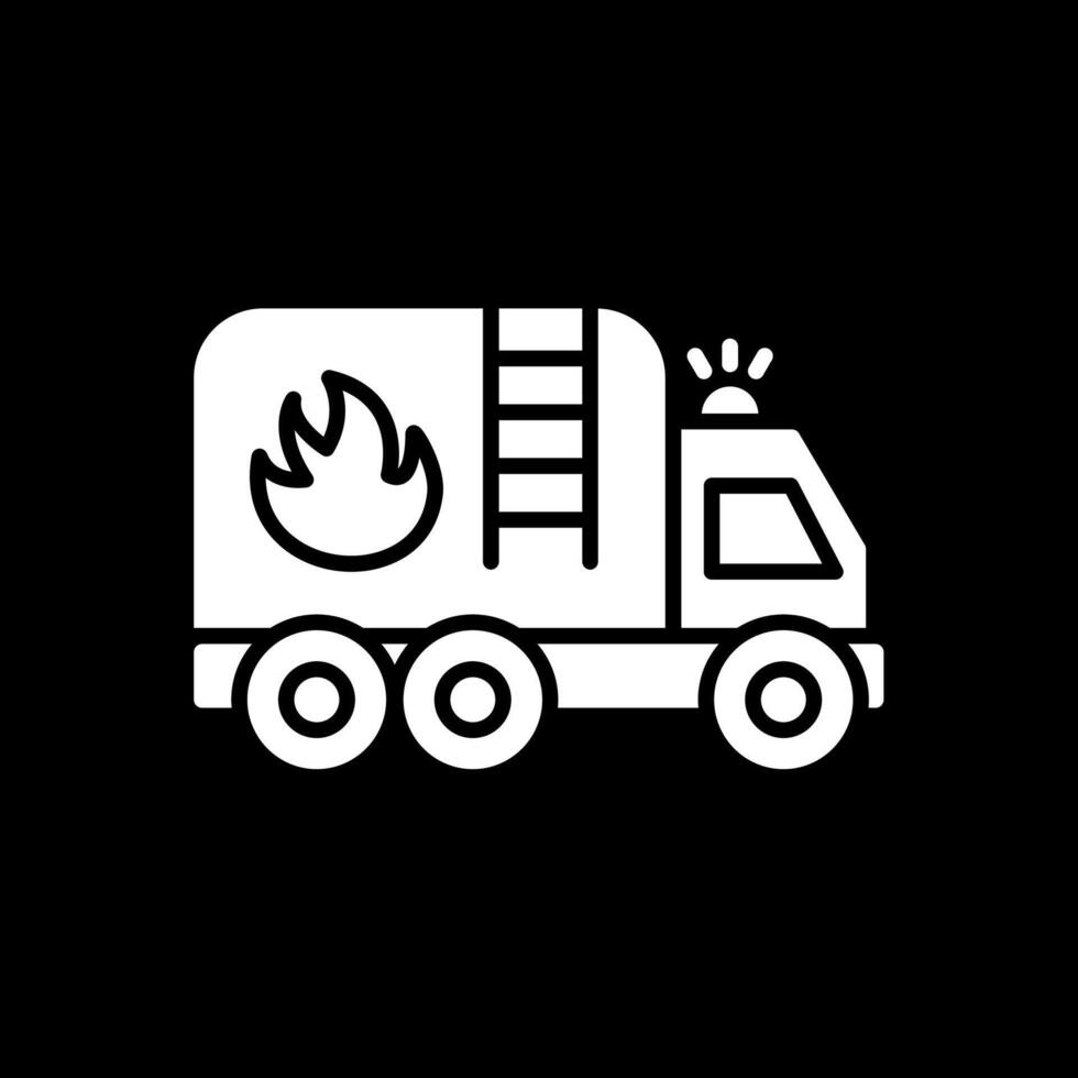fuego camión glifo invertido icono diseño vector