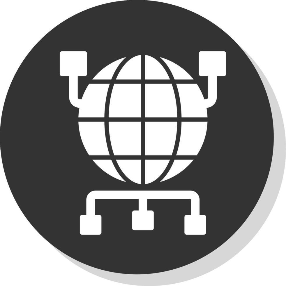 global organización glifo sombra circulo icono diseño vector