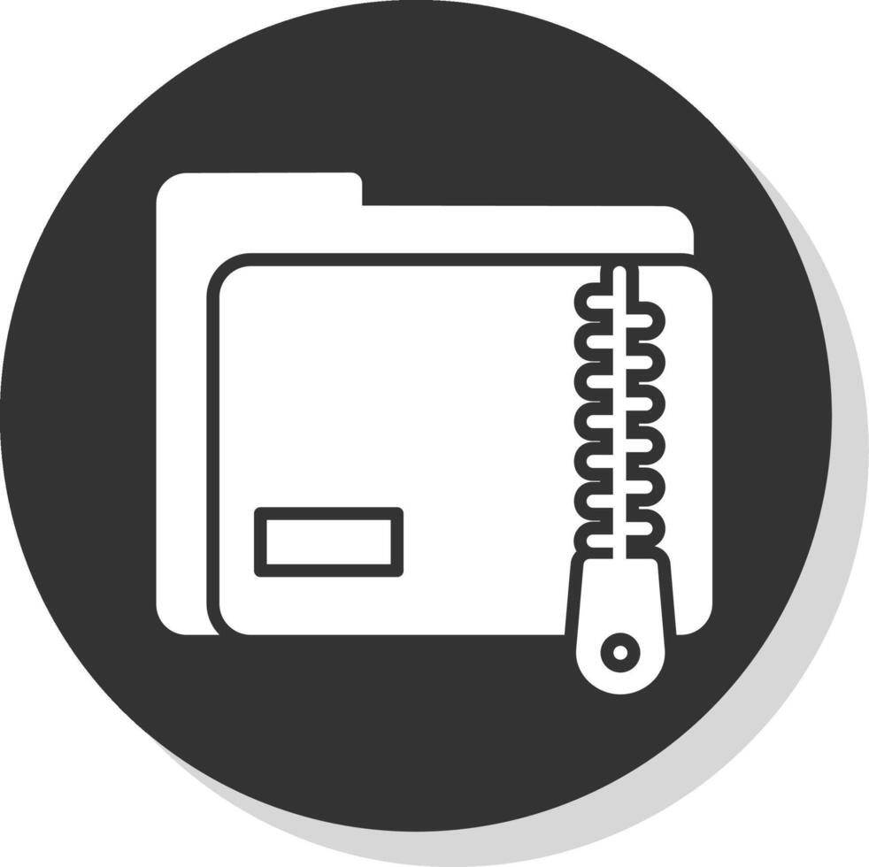 Zip Folder Glyph Shadow Circle Icon Design vector