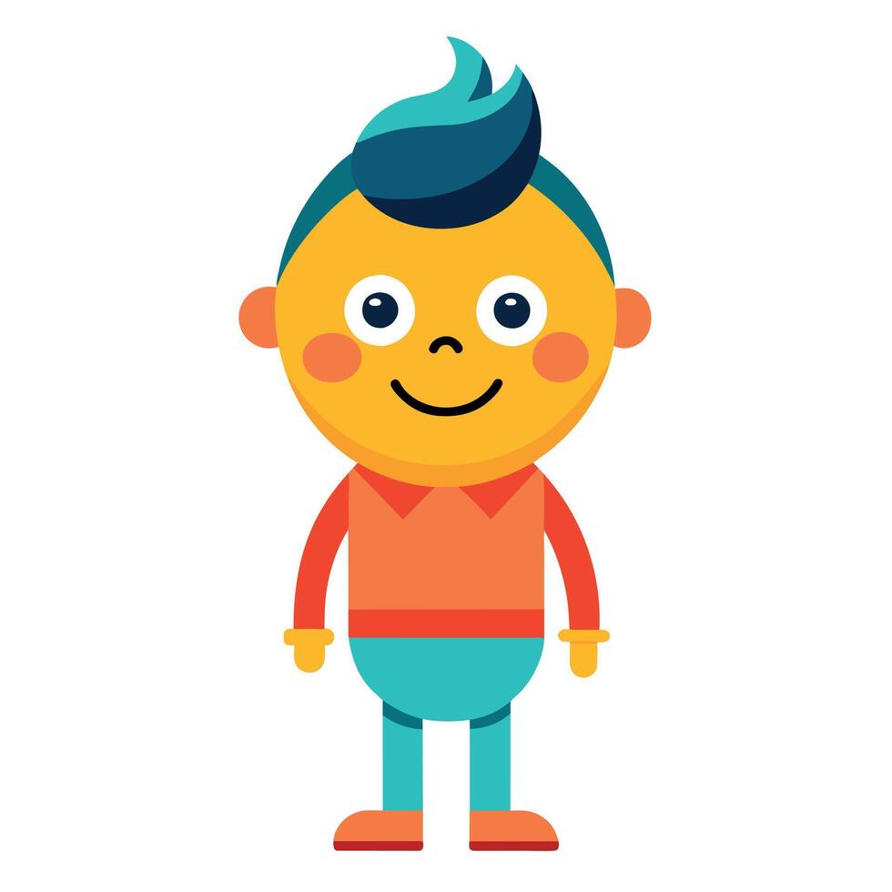 A minimalist Carton Character with smile flat style illustration vector