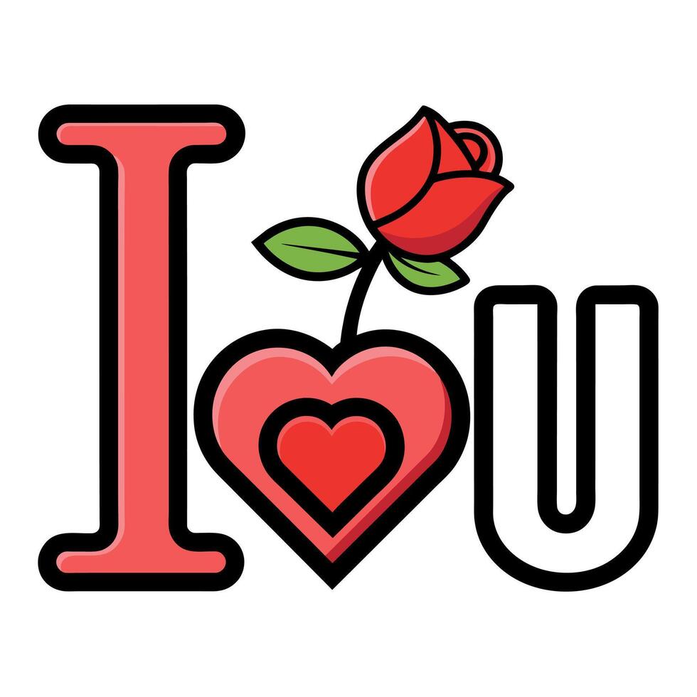 I love you text flat style vector
