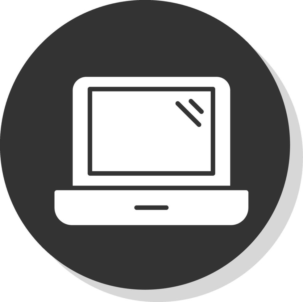 Laptop Glyph Shadow Circle Icon Design vector