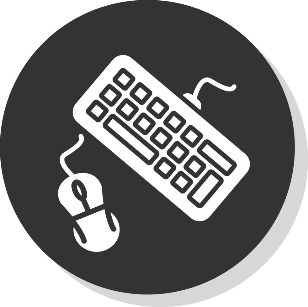 Keyboard And Mouse Glyph Shadow Circle Icon Design vector