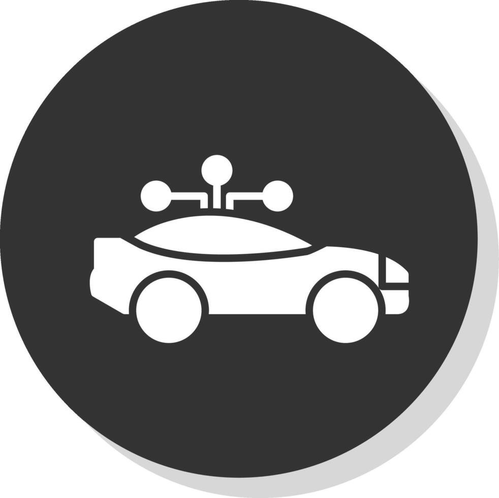 Smart Car Glyph Shadow Circle Icon Design vector