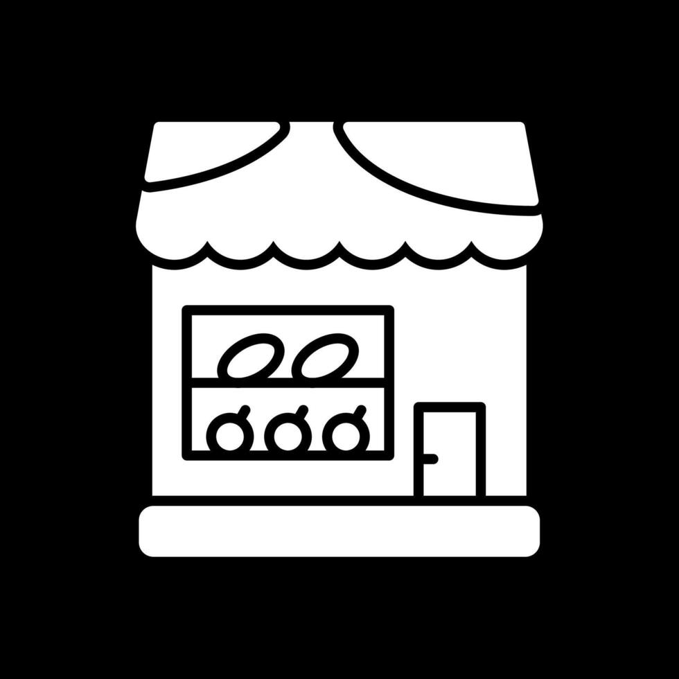 comida Tienda glifo invertido icono diseño vector