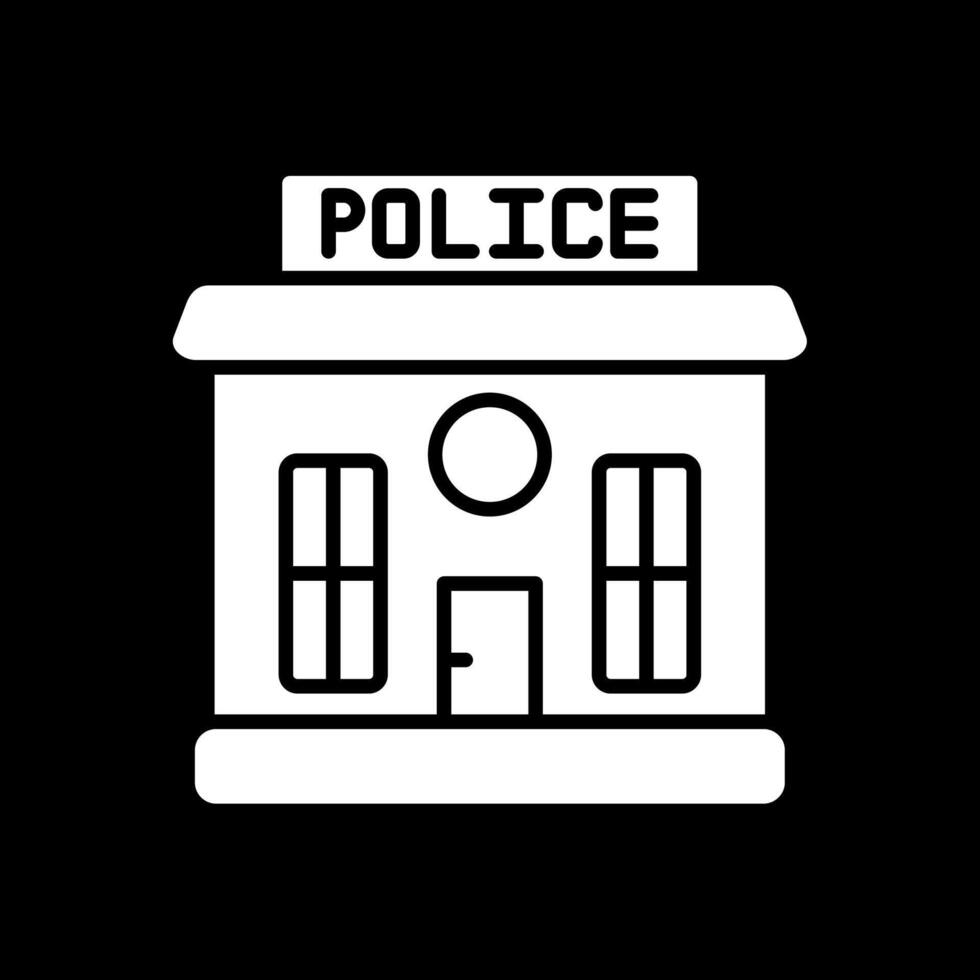 Police Station Glyph Inverted Icon Design vector
