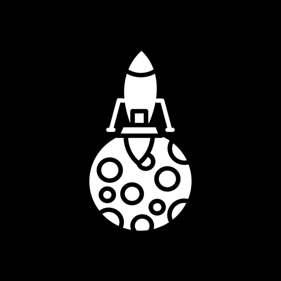 Luna aterrizaje glifo invertido icono diseño vector