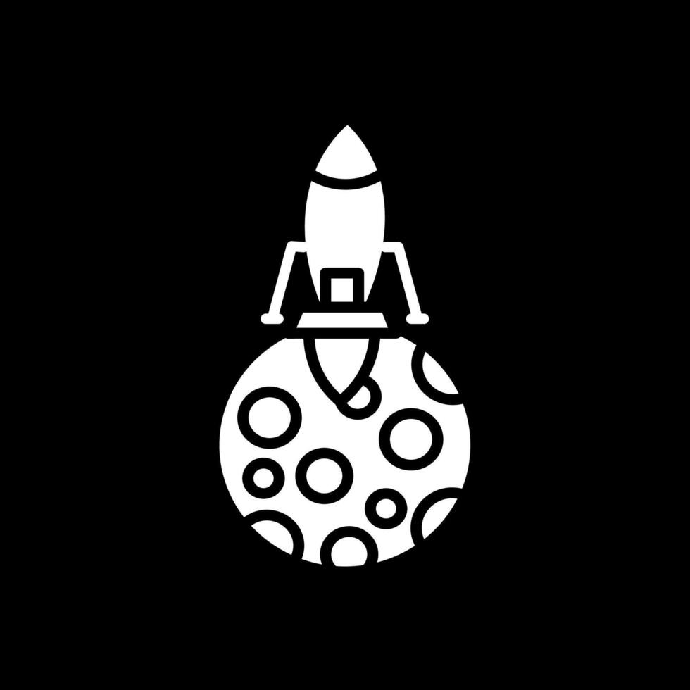 Moon Landing Glyph Inverted Icon Design vector