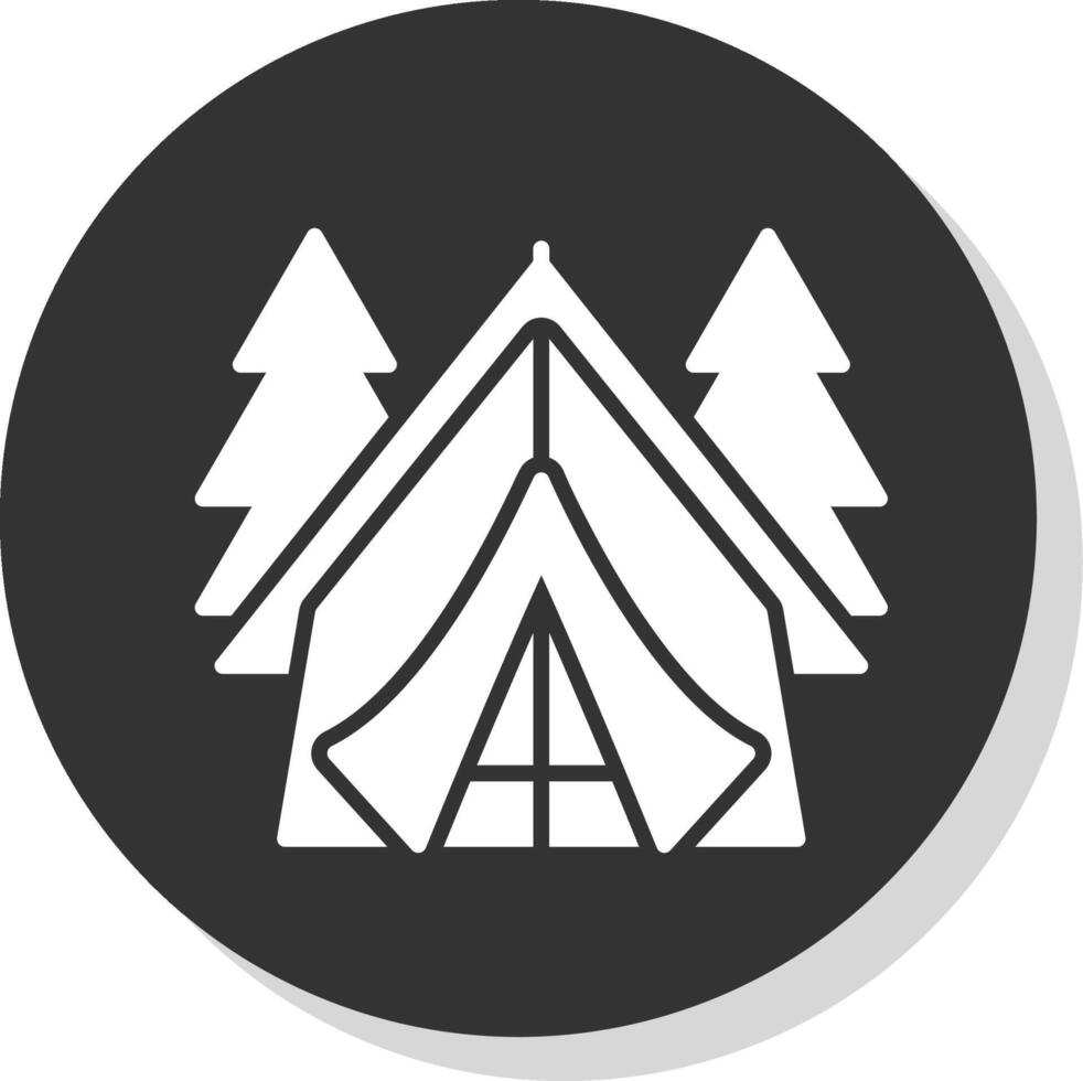 Tent Glyph Shadow Circle Icon Design vector