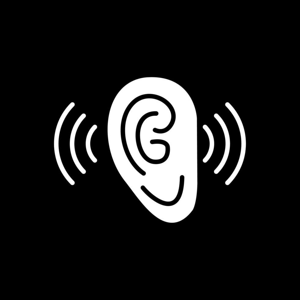 Listening Glyph Inverted Icon Design vector