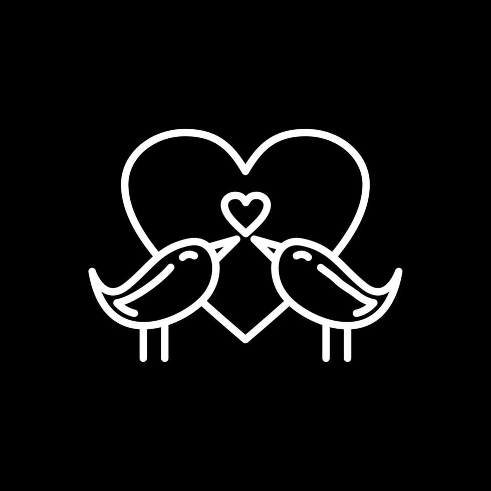 Love Birds Line Inverted Icon Design vector