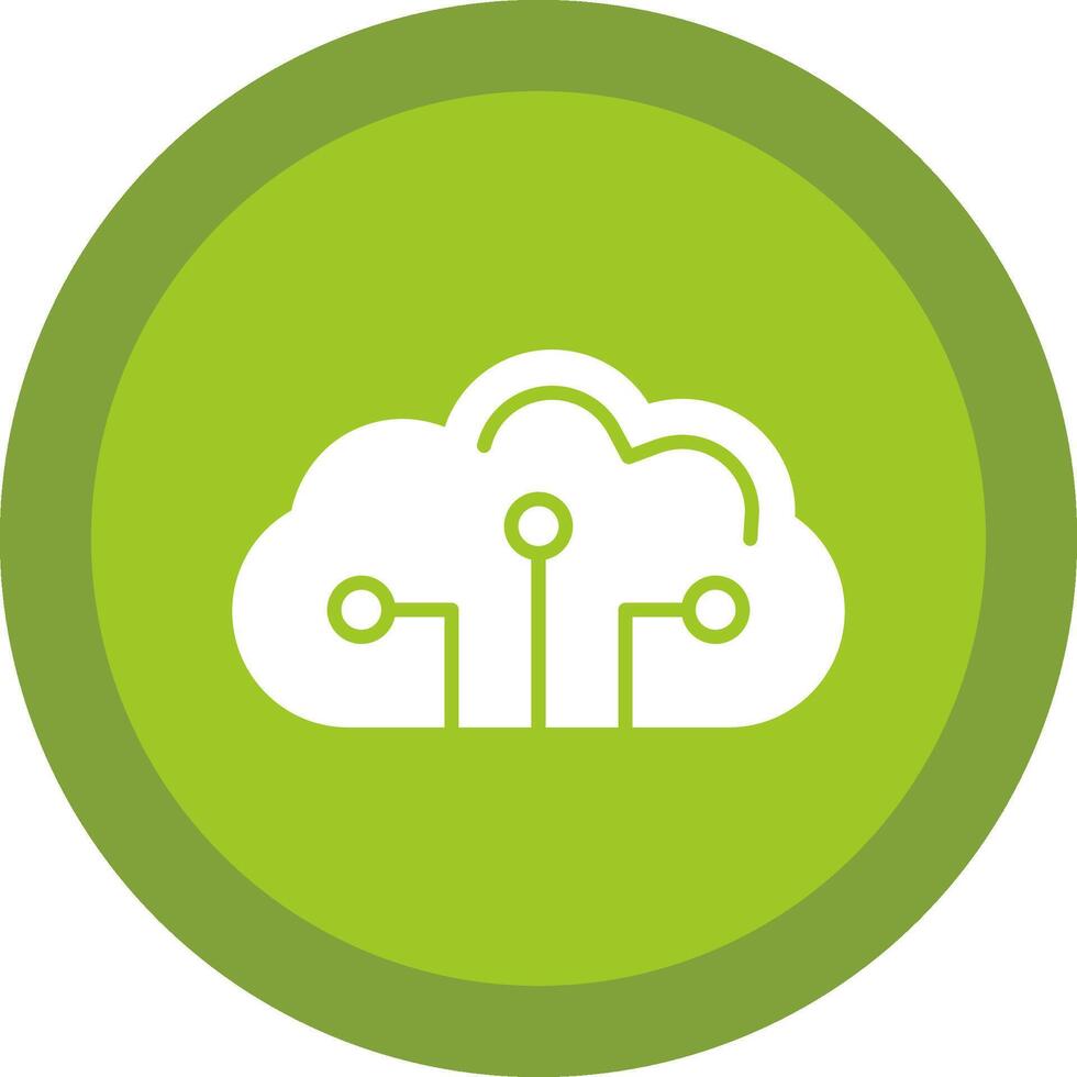 Cloud Circuit Glyph Due Circle Icon Design vector