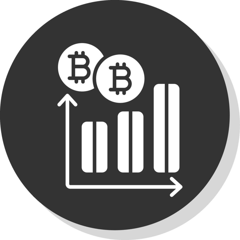 Bitcoin Graph Glyph Shadow Circle Icon Design vector