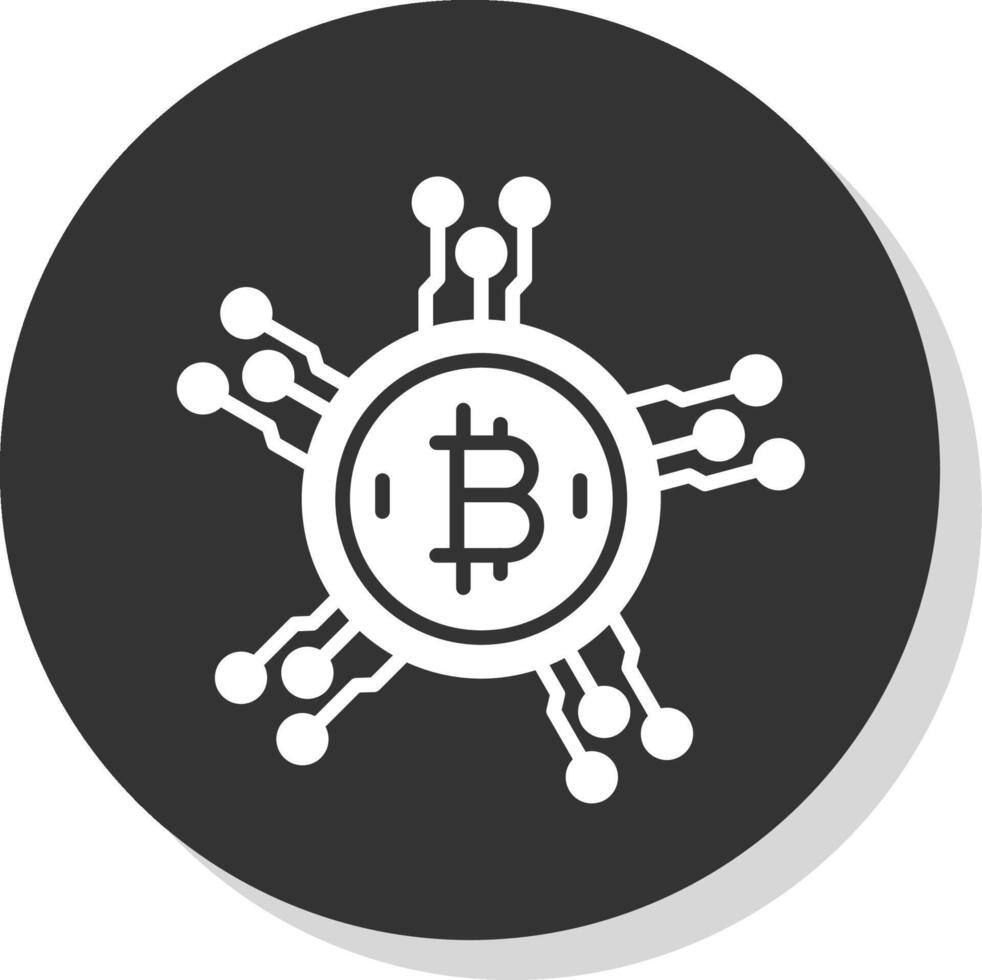 Bitcoin Network Glyph Shadow Circle Icon Design vector