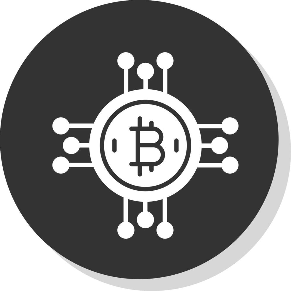 Bitcoin Bitcoin Glyph Shadow Circle Icon Design vector