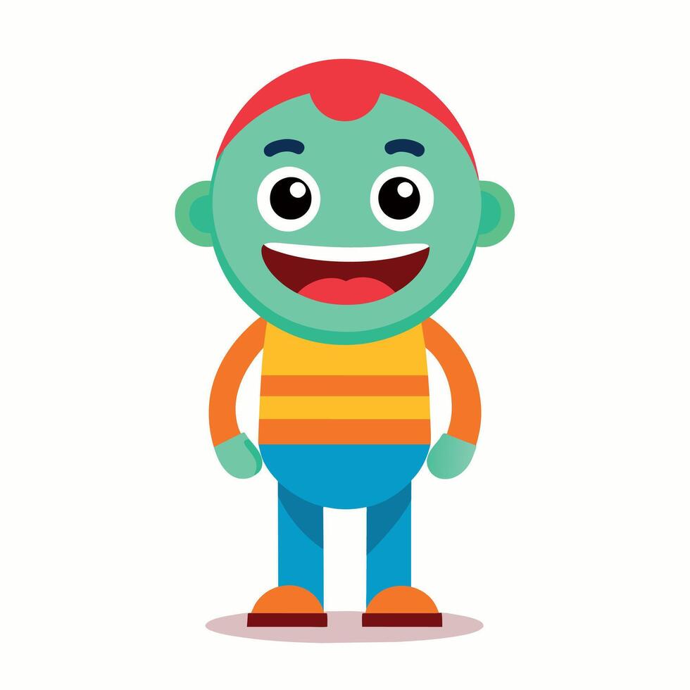 A minimalist Carton Character with smile flat style illustration vector