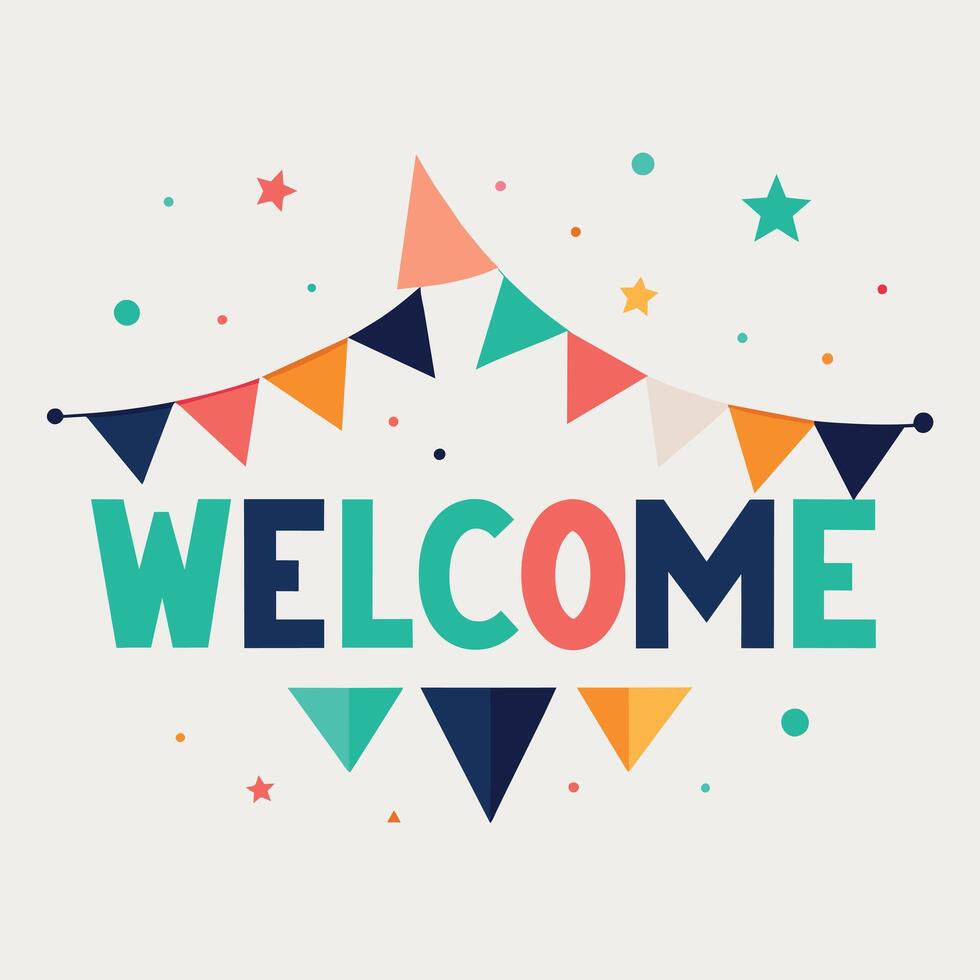 Welcome Text Flat Style Illustration vector