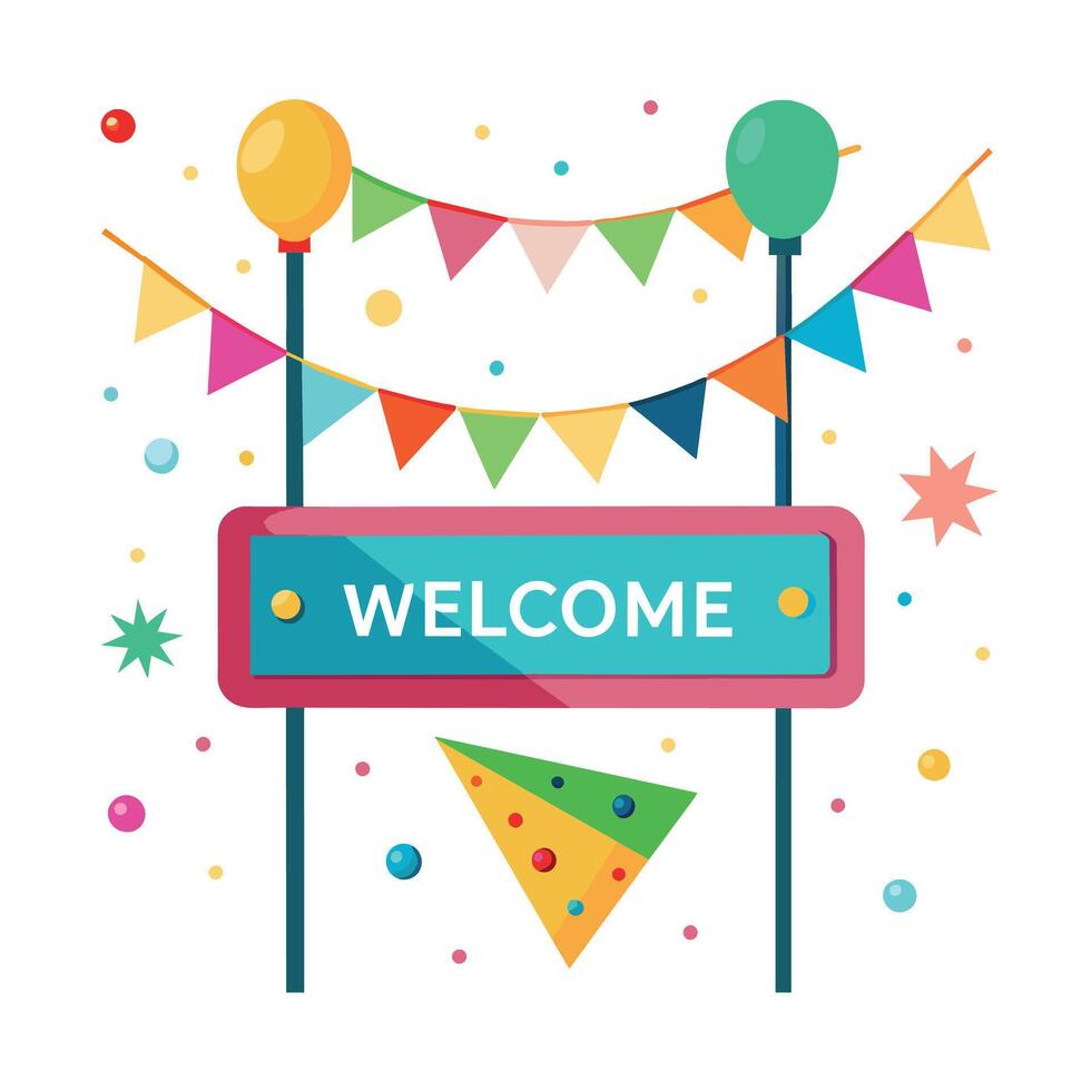 Welcome Text Flat Style Illustration vector