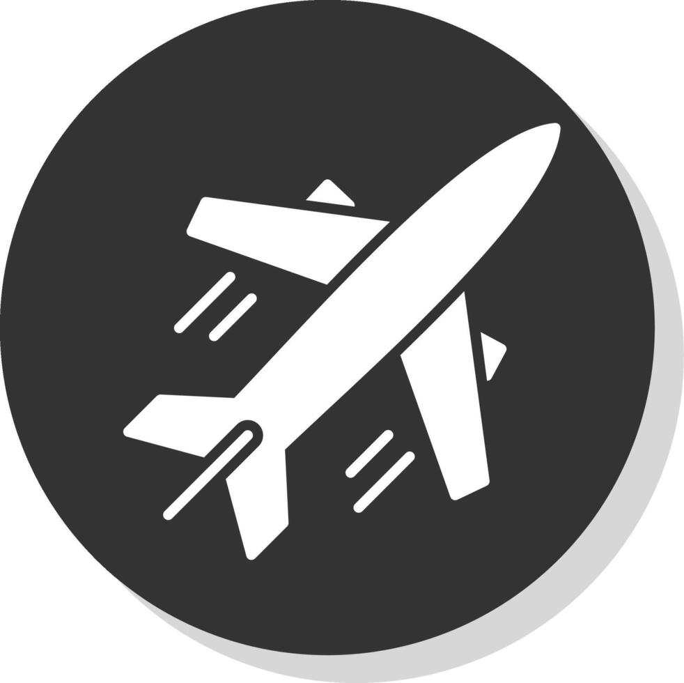 Plane Glyph Shadow Circle Icon Design vector